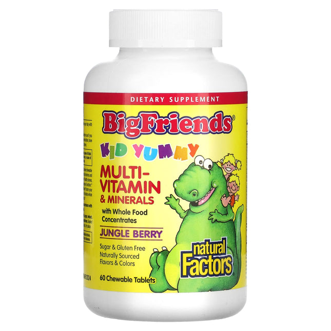 NATURAL FACTORS BIG FRIENDS CHEWABLE MULTIVITAMIN & MINERALS - JUNGLE BERRY FLAVOUR 60TABS