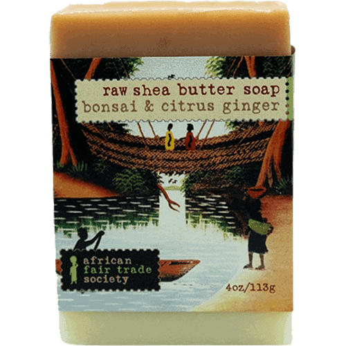 AFRICAN FAIR TRADE SOCIETY RAW SHEA BUTTER SOAP - BONSAI & CITRUS/GINGER 114g