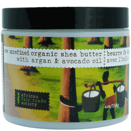 AFRICAN FAIR TRADE RAW UNREFINED SHEA BUTTER WITH ARGAN & AVOCADO OIL - UNSCENTED 114g