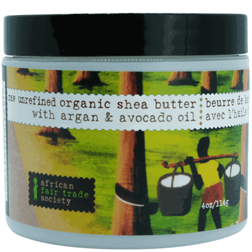 AFRICAN FAIR TRADE SOCIETY RAW UNREFINED SHEA BUTTER WITH ARGAN & AVOCADO OIL - UNSCENTED 114g