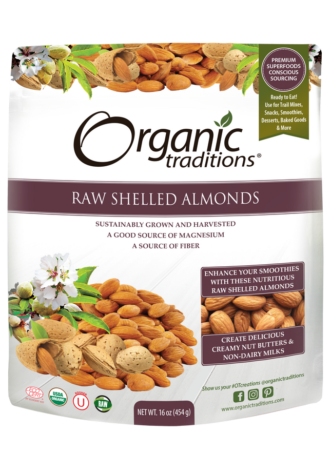 ORGANIC TRADITIONS RAW SHELLED ALMONDS 454g