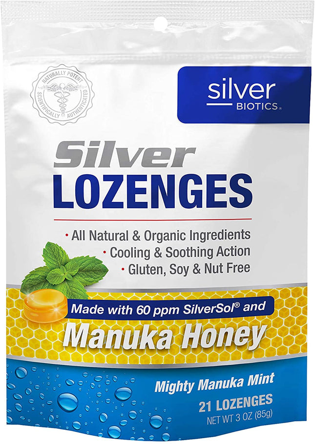 American Biotech Labs Silver Biotics Lozenges SilverSol and Honey Manuka 21counts 85g