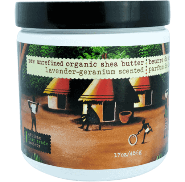 African Fair Trade Society Raw Unrefined Organic Shea Butter Lavender Geranium Scented 454g