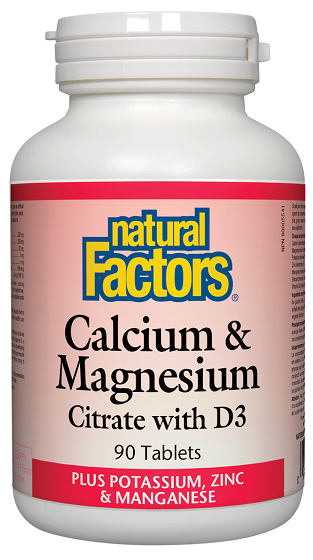 NATURAL FACTORS CALCIUM AND MAGNESIUM CITRATE WITH VITAMIN D PLUS POTASSIUM, ZINC AND MANGAN 90tab