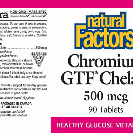 NATURAL FACTORS CHROMIUM GTF CHELATE 90tabs
