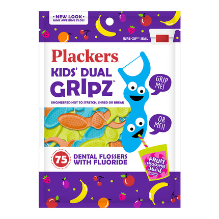 Plackers Flossers For Kids Fruit Smoothie Flavour 75pcs