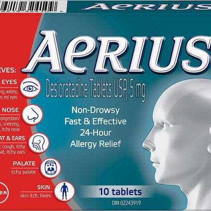 AERIUS ALLERGY MEDICINE FAST RELIEF, 24-HOUR, NON-DROWSY 10tabs