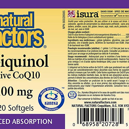 NATURAL FACTORS UBIQUINOL ACTIVE COQ10 120sg