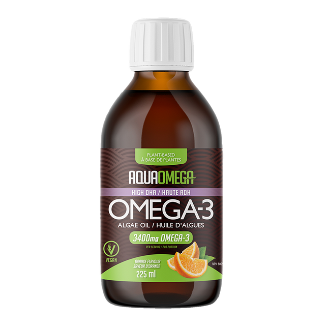 AquaOmega Plant Based Omega-3 - Orange Flavour 225ml