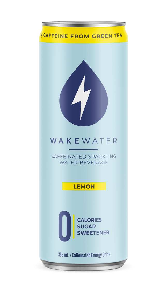 WAKE WATER CAFFEINATED SPARKLING WATER - LEMON 355ml