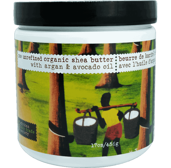 AFRICAN FAIR TRADE RAW UNREFINED SHEA BUTTER WITH ARGAN & AVOCADO OIL - UNSCENTED 456g
