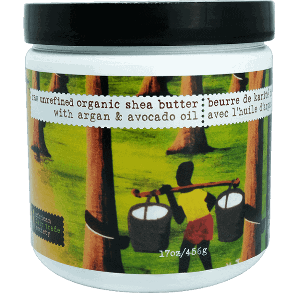 AFRICAN FAIR TRADE SOCIETY RAW UNREFINED SHEA BUTTER WITH ARGAN & AVOCADO OIL - UNSCENTED 456g