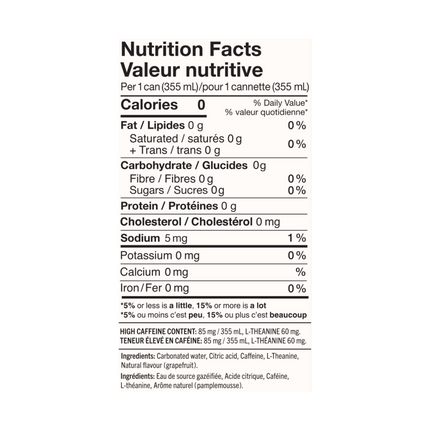 WAKE WATER CAFFEINATED SPARKLING WATER - GRAFEFRUIT 355ml