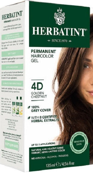 Herbatint Permanent Herbal Haircolour Gel With Aloe Vera 4D 135ml