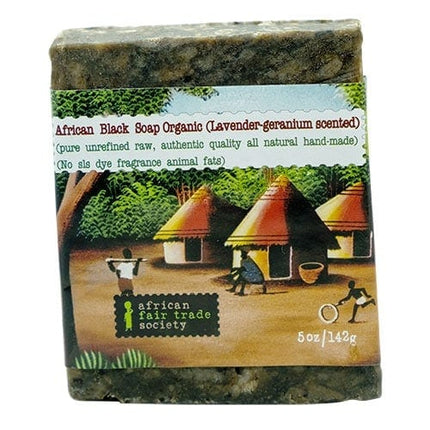 AFRICAN FAIR TRADE AFRICAN BLACK SOAP - LAVENDERT/GERANIUM 142g