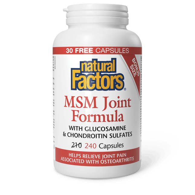 NATURAL FACTORS MSM JOINT FORMULA WITH GLUSOSAMINE & CHONDROITIN SULFATES 240caps