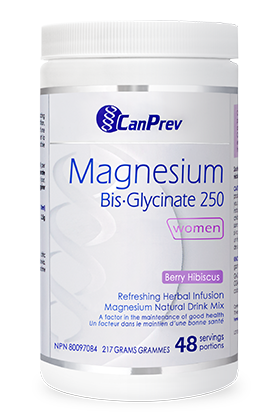 CanPrev Magnesium Bis-Glycinate 250 Refreshing Herbal Infusion for Women - Berry Hibiscus 217g