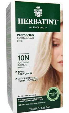 Herbatint Permanent Herbal Haircolour Gel with Aloe Vera 10N 135ml