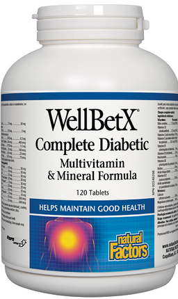 Natural Factors WellBetX Complete Diabetic Multivitamin and Mineral Formula 120tabs