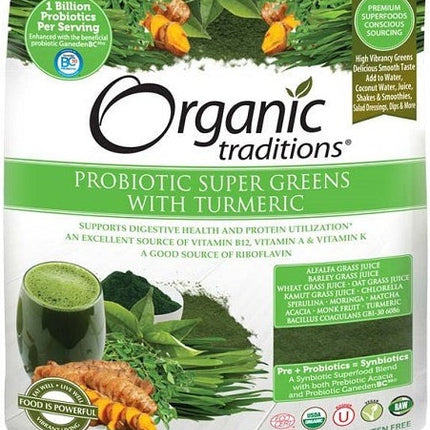 Organic Traditions Probiotic Super Greens with Tumeric 100g 