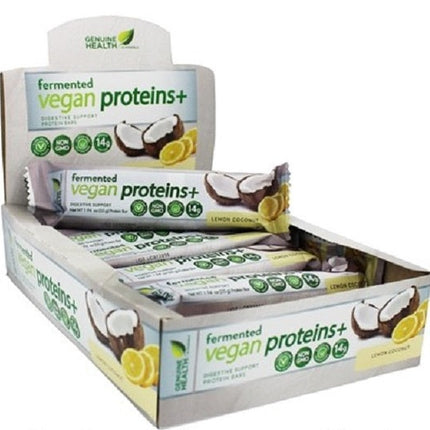 Genuine Health Fermented Vegan Protein Lemon Coconut Bars Box of 12