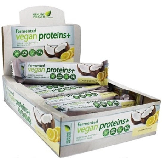 Genuine Health Fermented Vegan Protein Lemon Coconut Bars Box of 12