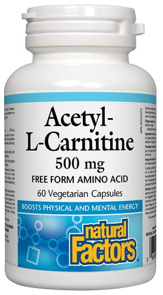 Natural Factors Acetyl L-Carnitine 500mg, 60vcaps