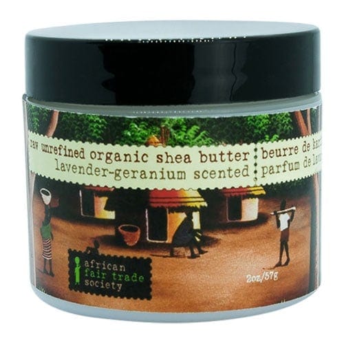 African Fair Trade Society Raw Unrefined Organic Shea Butter Lavender Geranium Scented 57g