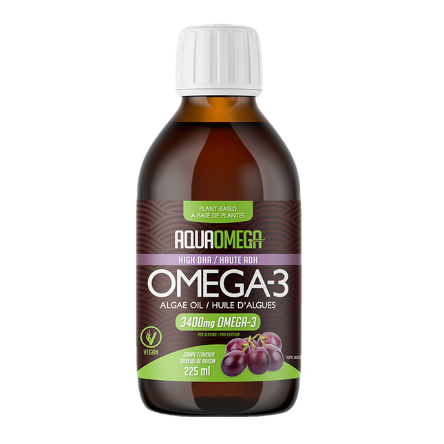 AquaOmega Plant Based Omega-3 - Grape Flavour 225ml