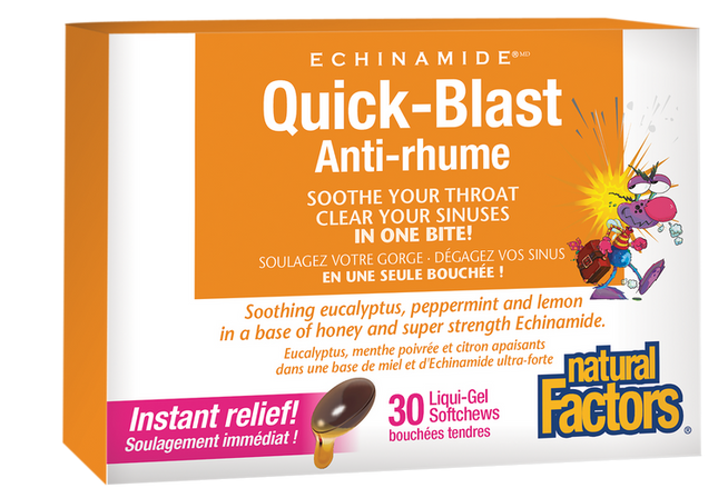 NATURAL FACTORS ECHINAMIDE QUICK BLAST 咀嚼片 30 粒