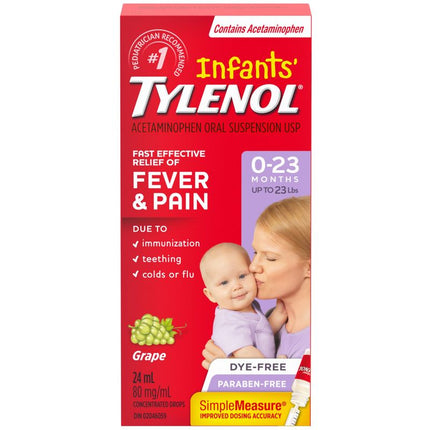 INFANTS' TYLENOL FEVER & PAIN DROPS - GRAPE 24ml